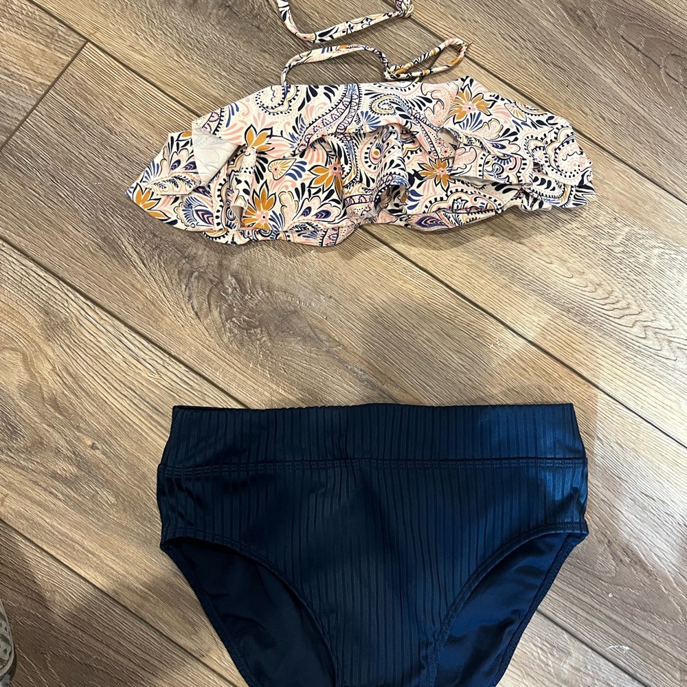 JoyLab Floral Bikini Set - Navy and Multicolor